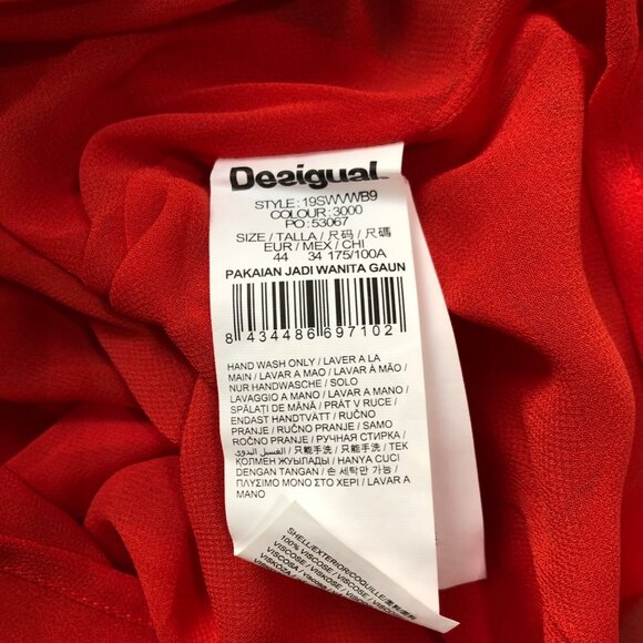 Desigual Womens Vest Nagar Dress 44 Red Orange Black Patterned Sleeveless NWT - Picture 10 of 10